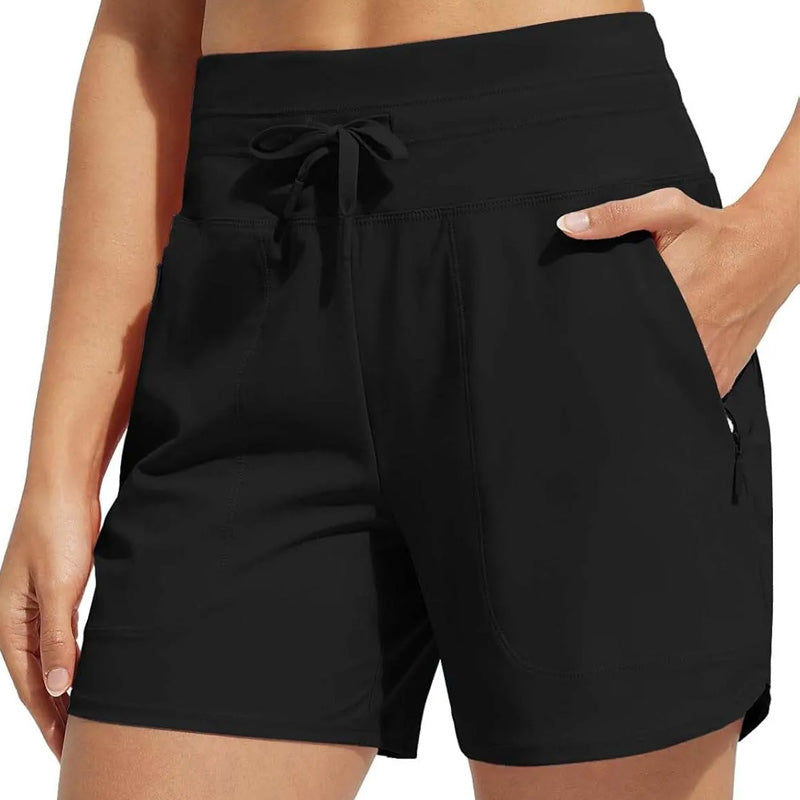 Aqua Elegance – Sneldrogende Hoge Taille Badpakshorts