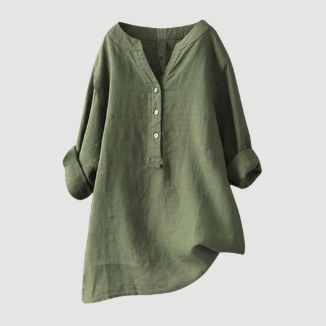 Freja – Luchtig en comfortabele linnen blouse met knopen