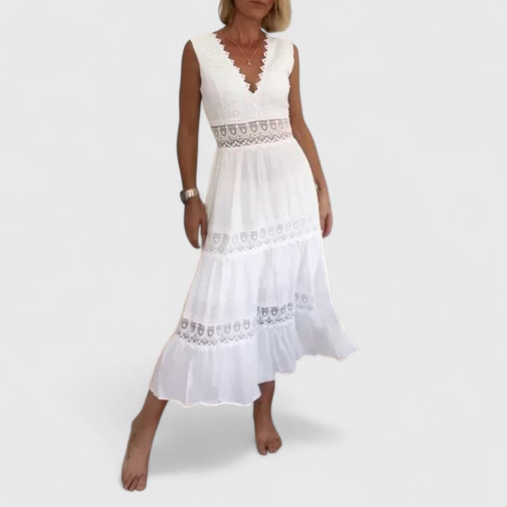 Alena™ | Elegante Midi Jurk met Verfijnde Pasvorm