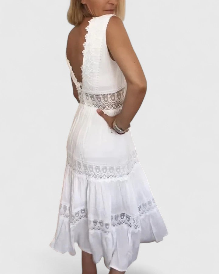 Alena™ | Elegante Midi Jurk met Verfijnde Pasvorm