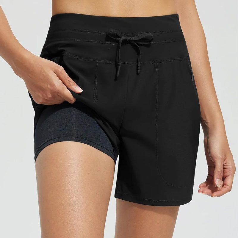 Aqua Elegance – Sneldrogende Hoge Taille Badpakshorts